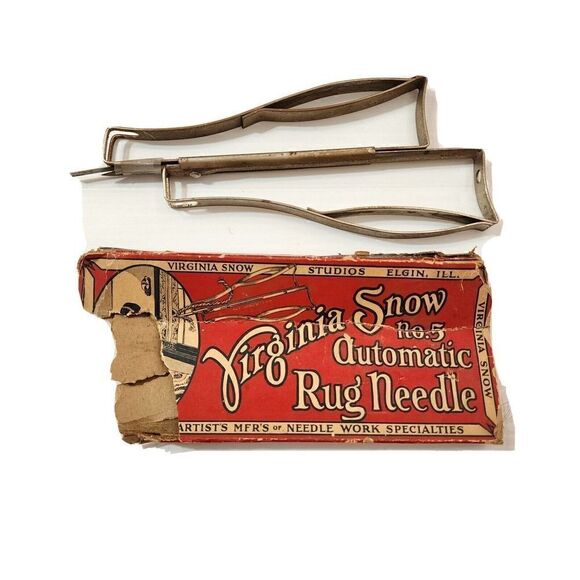Antique Virginia Snow No 5 Automatic Hook Rug Needle Vintage Advertising AS IS - Picture 1 of 7